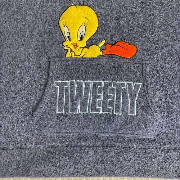 Vintage Looney Tunes Tweety Fleece hooded sweatshirt - Picture 4 of 11